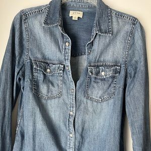 J Crew Denim Pearl Snap Western Long Sleeve Top 8